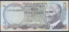 6.Emisyon 2.Tertip 5 Lira J19 018565 Çilaltı