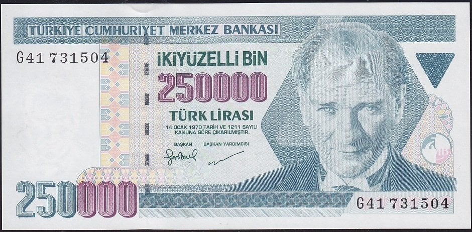 7.Emisyon 3.Tertip 250000 Lira G41 7315xx Çil