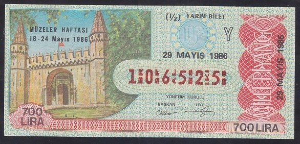 1986 29 MAYIS YARIM BİLET Y SERİSİ