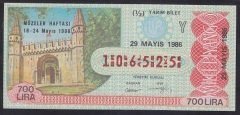 1986 29 MAYIS YARIM BİLET Y SERİSİ