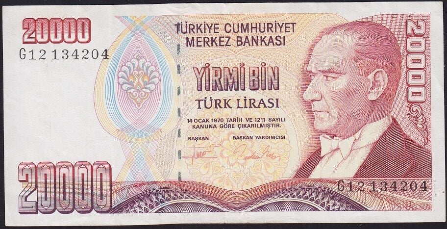 7.Emisyon 2.Tertip 20000 Lira G12 134204 Çok Temiz+