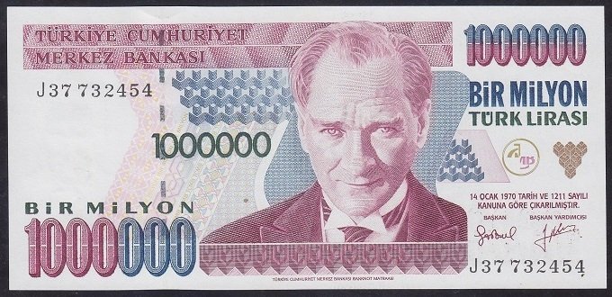 7.EMİSYON 2.TERTİP 1 000 000 LİRA J37 732454 ÇİL
