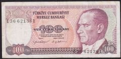 7.Emisyon 2.Tertip 100 Lira E36 621361 Çok Temiz