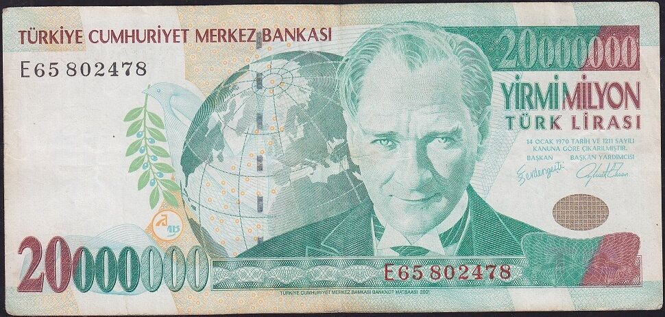 7.Emisyon 20 000 000 Lira E65 802478 Çok Temiz