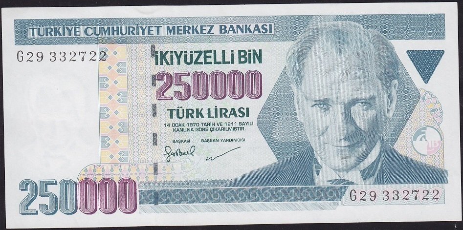 7.Emisyon 3.Tertip 250000 Lira G29 332722 Çilaltı