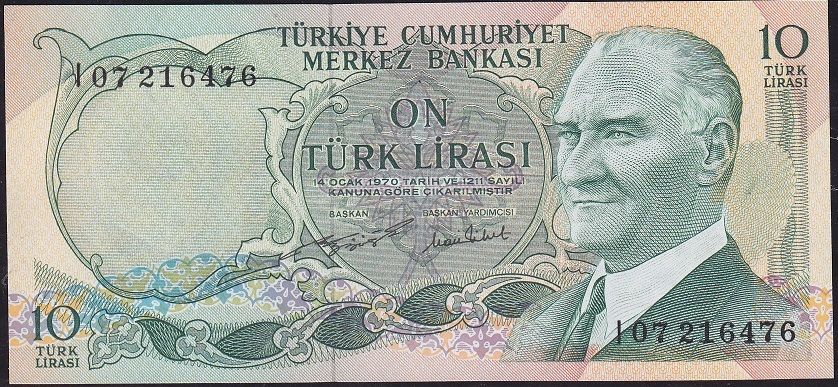 6.Emisyon 2.Tertip 10 Lira I07 216476 Çilaltı Çil
