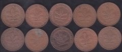 ALMANYA 2 PFENNIG MADENİ PARA LOT 1970 - 1979  (10 ADET) eski paralar nereye satılır