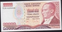 7.Emisyon 2.Tertip 20000 Lira G26 448444 Çok Çok Temiz+ ( Güzel Numara )