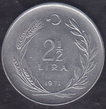 1971 Yılı 2.5 Lira (Düz)