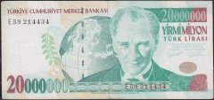 7.Emisyon 20 000 000 Lira E59 214434 Çok Temiz +