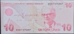 9.Emisyon 4.Tertip 10 Lira D007 575457 Çil