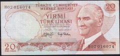 6.Emisyon 3.Tertip 20 Lira H02 016074 Çok Temiz+