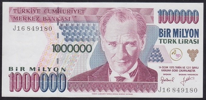 7.EMİSYON 2.TERTİP 1 000 000 LİRA J16 849180 ÇİLALTI ÇİL
