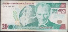 7.Emisyon 20 000 000 Lira E59 378201 Çok Temiz