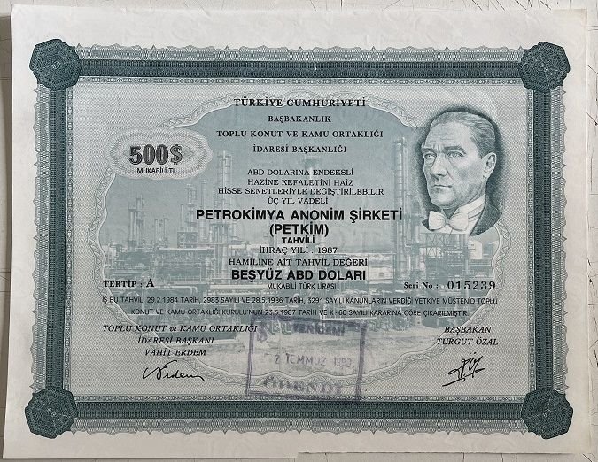 PETKİM Hisse Senedi 500 ABD Doları
