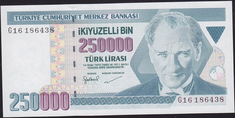 7.Emisyon 3.Tertip 250000 Lira G16 186438 Çilaltı