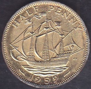 İNGİLTERE HALF PENNY 1959 HALİYLE