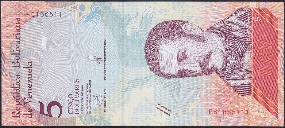 Venezuela 5 Bolivares 2018 Çil 111