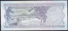 6.Emisyon 2.Tertip 5 Lira I85 165837 Çil