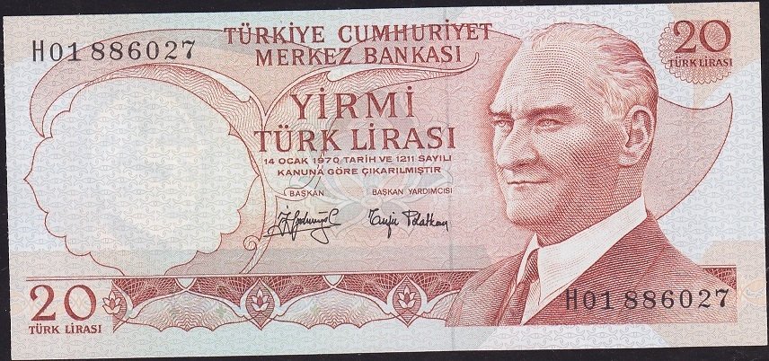 6.Emisyon 3.Tertip 20 Lira H01 886027 Çil