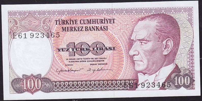 7.Emisyon 2.Tertip 100 Lira E61 923465 Çil