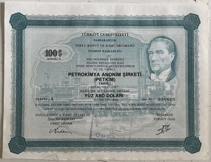 PETKİM Hisse Senedi 100 ABD Doları