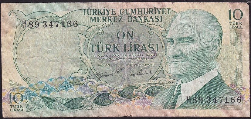 6.Emisyon 2.Tertip 10 Lira H89 347166 Temiz