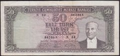 5.EMİSYON 6.TERTİP 50 LİRA N08 062863 ÇOK TEMİZ
