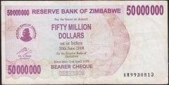 Zimbabwe 50000000 Dolar 2008 Temiz- Pick 57