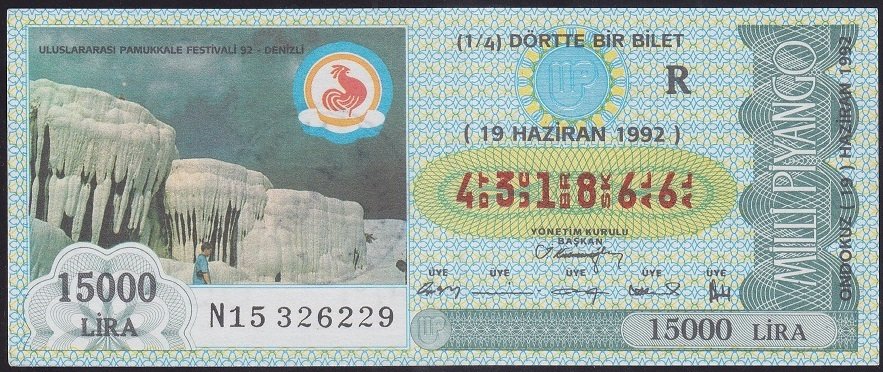 1992 19 HAZİRAN ÇEYREK BİLET - R SERİSİ