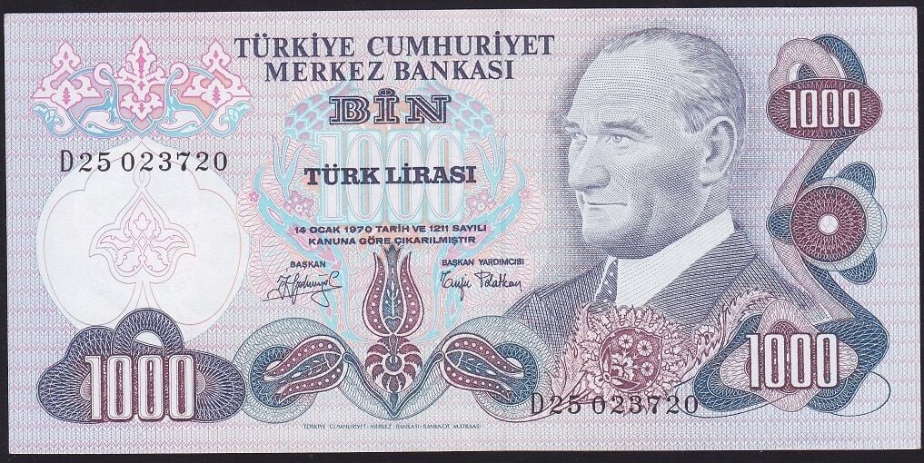 6.Emisyon 2.Tertip 1000 Lira D25 023720 Ççt Çilaltı