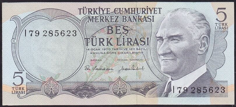 6.Emisyon 2.Tertip 5 Lira I79 285623 Çil