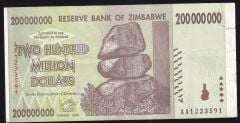 Zimbabwe 200000000 Dolar 2008 Temiz+ Pick 81