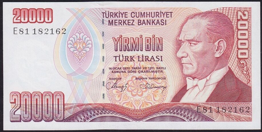 7.Emisyon 1.Tertip 20000 Lira E81 182162 Çilaltı Çil