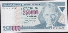 7.Emisyon 3.Tertip 250000 Lira F53 492559 Çilaltı