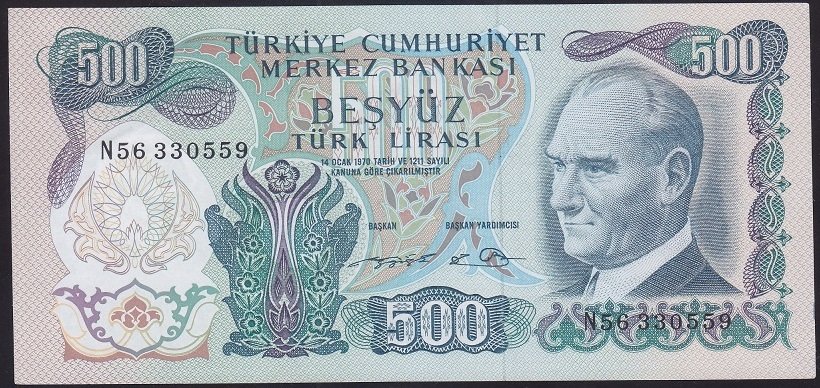 6.EMİSYON 2.TERTİP 500 LİRA N56 330559 ÇİLALTI ÇİL