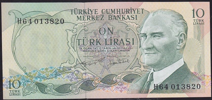 6.Emisyon 2.Tertip 10 Lira H64 013820 Çilaltı Çil