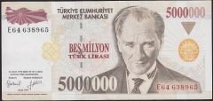7.Emisyon 5 000 000 Lira E64 638965 Çok Temiz+