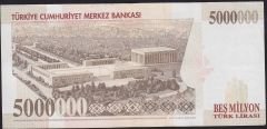 7.Emisyon 5 000 000 Lira E64 638965 Çok Temiz+