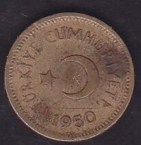1950 Yılı 5 Kuruş