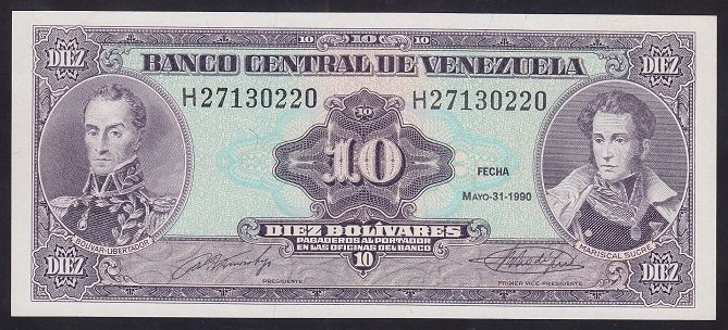 VENEZUELA 10 BOLİVARES 1990 ÇİL