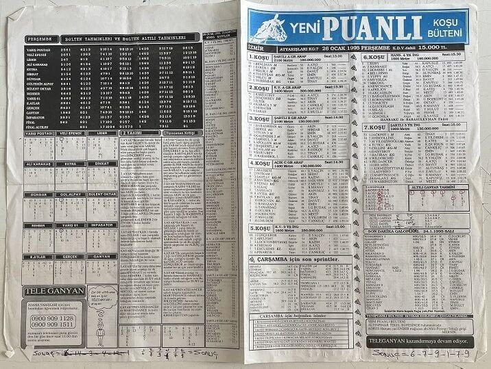 Yeni Puanlı Ganyan Gazetesi 1995