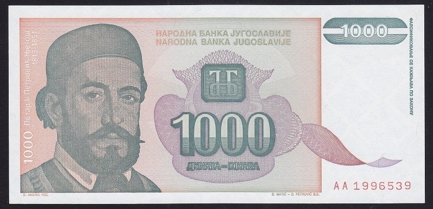 Yugoslavya 1000 Dinar 1994 Çil Pick 140