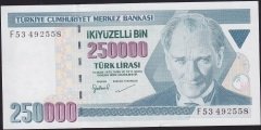 7.Emisyon 3.Tertip 250000 Lira F53 492558 Çilaltı Çil