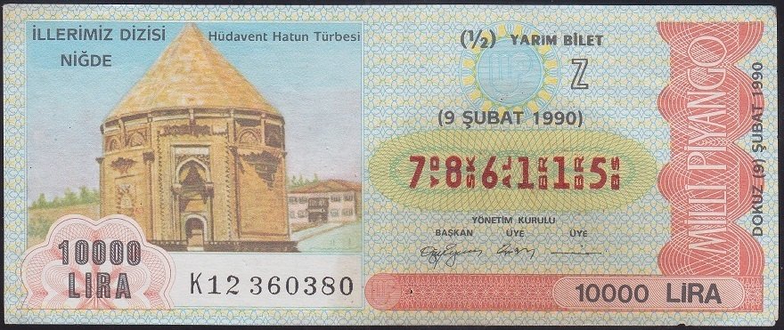 1990 9 ŞUBAT YARIM BİLET - Z SERİSİ