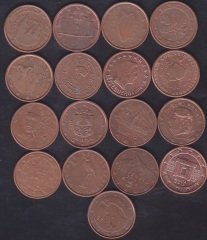 AVRUPA BİRLİĞİ 1 CENT FARKLI ÜLKE MADENİ PARA LOT (17 ADET)