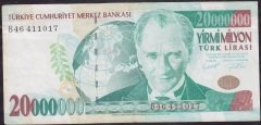7.Emisyon 20 000 000 Lira B46 411017 Çok Temiz +