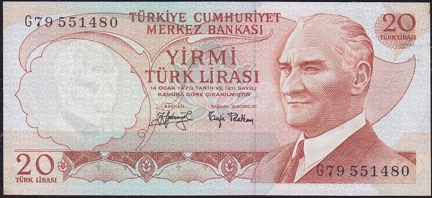 6.Emisyon 3.Tertip 20 Lira G79 551480 Çok Temiz+