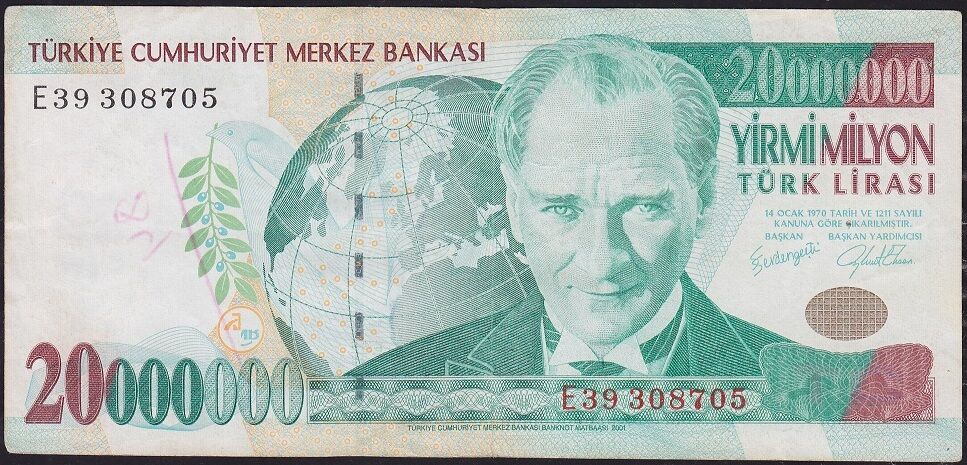 7.Emisyon 20 000 000 Lira E39 308705 Çok Temiz