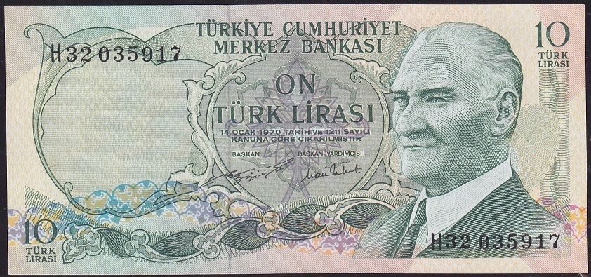 6.Emisyon 2.Tertip 10 Lira H32 035917 Çilaltı Çil